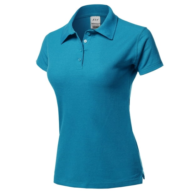 A2Y Womens Basic Casual Essentials 4-Button Junior-Fit PK Cotton Pique Polo Shirt